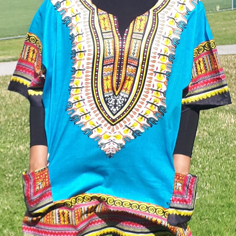 Blue & White Dashiki Shirt
